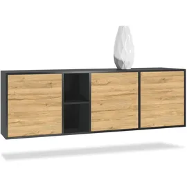 Vladon Sideboard 182 x 53 x 35 cm Schwarz