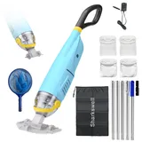 Sharkswell Pool Sauger mit Akku, 2026 Upgraded Poolsauger Bodensauger mit 4 Filter und Teleskopstangen (Blau)