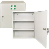 LEOMAR Medizinschrank, Apothekerschrank aus Stahlblech, mit 2 Ablagen, Abschließbar, Hausapotheke inkl. 2 Schlüssel, Medikamentenschrank, Erste-Hilfe-Schrank mit Metalltüren, 14 x 35 x 42 cm