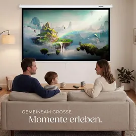 Tectake tectake® Beamer-Leinwand für 4K HD, Ultra HD und Full HD, Gain-Faktor 1.0 ausziehbares Gewebetuch, faltenfrei, Format 16:9, 84“