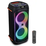 Ibiza - COLUMBA600 - Lautsprecher, leistungsstark 2x6,5"/16cm Schallwand auf wiederaufladbarer Batterie - Bluetooth, Micro-SD, USB, Aux, 2 MIC IN - TWS - Mehrfarbige unendliche LED - Griff