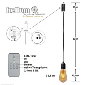 Hellum Hängelampe Batterie ST64 Ø 6,4 x 13,8 cm Gold
