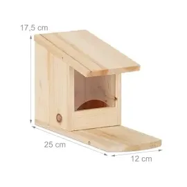 Relaxdays Eichhörnchen Futterhaus zum Stellen, Überwinterungshilfe aus Tannenholz, H x B x T: 17,5 x 12 x 25 cm, natur