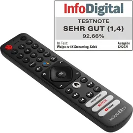 waipu.tv 4K Stick + Fernbedienung Streaming Stick, Schwarz