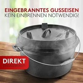 Amandi Dutch Oven 7,4 Liter Gusseisen Schwarz