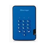 iStorage diskAshur2 HDD 3TB Blau - Sichere tragbare Festplatte - Passwortgeschützt - Staub- und wasserdicht - Hardware-Verschlüsselung