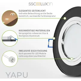 SSC-LUXon YAPU 6 Stück Einbauspot mit LED Ring schwarz rund - spiegelnde Einbau Deckenleuchten für GU10 / Module inkl. Fassung