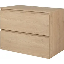 Rodan | Waschbeckunterschrank 80 CM - Eiche Hell - Badmöbel, Badezimmerschränk, Badezimmermöbel, Waschtischunterschrank - Hellbraun