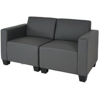 Modular 2-Sitzer Sofa Couch Moncalieri, Kunstleder ~ dunkelgrau