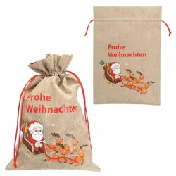 Weihnachtsgeschenksack Weihnachtsmann Schlitten 30x40cm