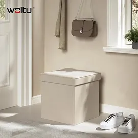 Woltu Sitzbank Faltbar Beige 37,5 x 37,5 x 38 cm