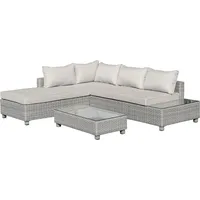 Outsunny Polyrattan Loungeset grau inkl. Beistelltisch 860-179