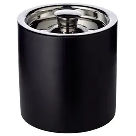 Edzard Eiseimer Pearl, doppelwandig, Set mit Deckel und Eiszange, Höhe 16 cm, Durchmesser 15 cm, außen matt schwarz, Edelstahl