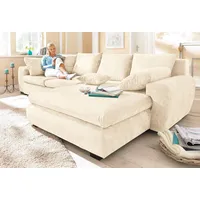 Ecksofa HOME AFFAIRE "Cara Mia L-Form" Sofas Gr. B/H/T: 325cm x 87cm x 183cm, Luxus-Microfaser Vintageoptik, Recamiere beidseitig montierbar, mit Bettfunktion und Bettkasten, beige (creme) wahlweise mit Bettfunktion und Bettkasten, Massivholzfüße Bestseller