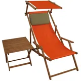 Erst-Holz Liegestuhl terracotta Gartenstuhl Tisch Sonnendach Kissen Deckchair Buche Strandstuhl 10-309STKD