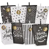 luxuskollektion Adventskalender zum Befüllen - Schwarz-Weiß Motiv-Papier Tüten