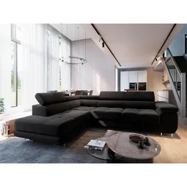 masseno Ecksofa Selva Velours 5-Sitzer Schwarz