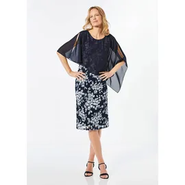 GOLDNER Chiffonkleid Etuikleid Blau/Weiß 50