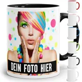 Fototasse selbst individuell gestalten/Personalisiert mit Foto oder Bild Bedrucken/Tasse in verschiedenen Farben aus Keramik (Schwarz)