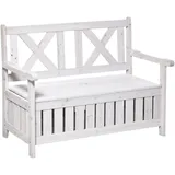 STILVORA Gartenbank 2-Sitzer Holz Weiß 115x61x85 cm mit Stauraum