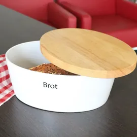 Continenta Brottopf mit Holzdeckel oval 30 cm weiß