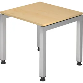 Hammerbacher JS08 höhenverstellbarer Schreibtisch ahorn rechteckig, 4-Fuß-Gestell silber 80,0 x 80,0 cm