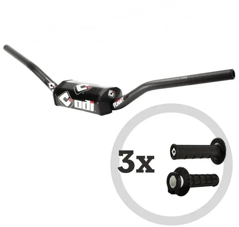 ODI Lenkerkit - Pum Flight MX + 3 Paar MX V2 Lock-On Half-Waffled Griffe, weiss