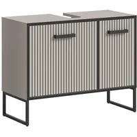 VCM Ebuy24 Bagno Waschbeckenunterschrank 2 Türen hellgrau, cremefarben.