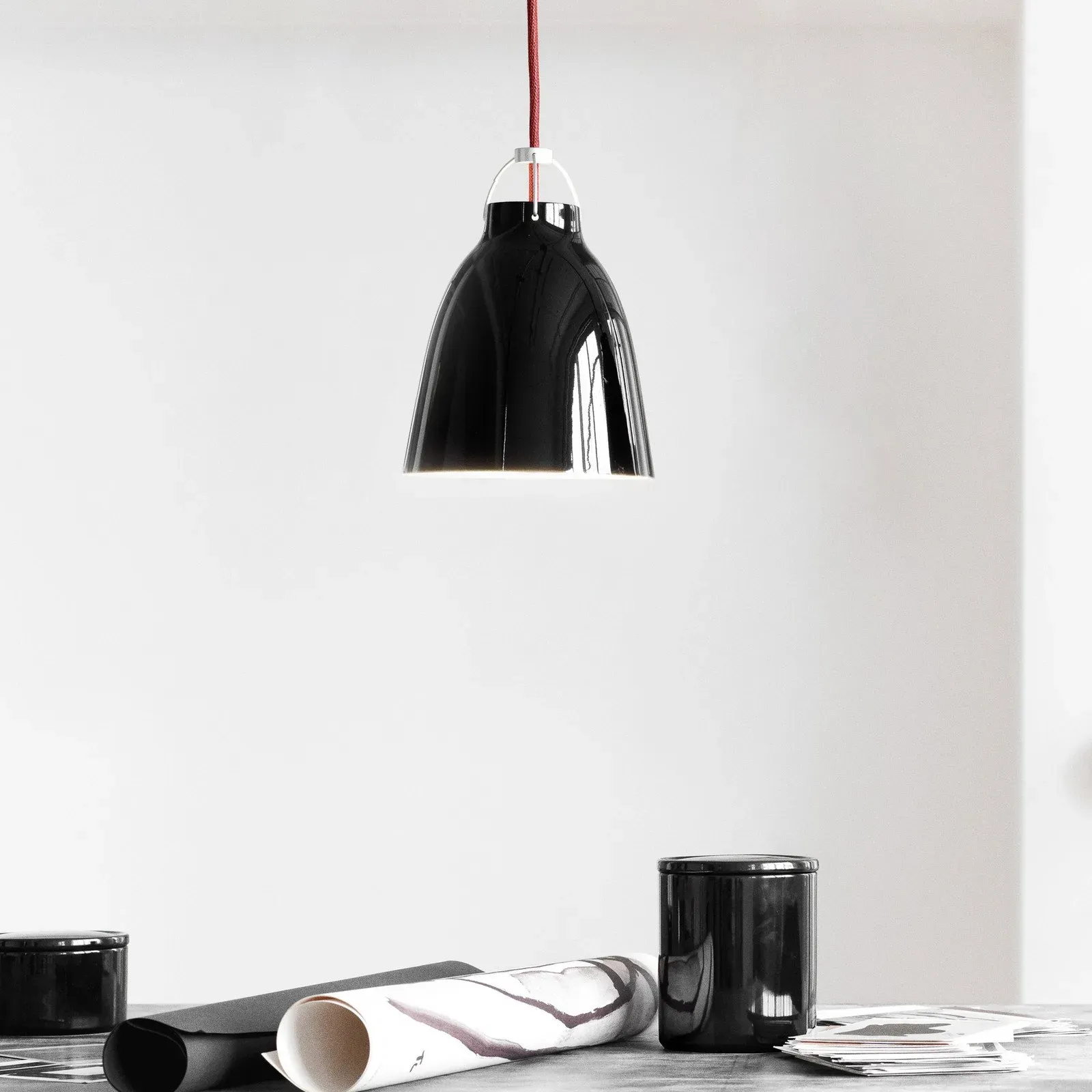 Pendelleuchte FRITZ HANSEN, Caravaggio P1, dimmbar, Schwarz, für Wohnzimmer, Metall, Design - 21.6