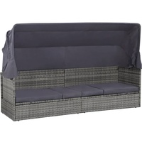 BEST Bett für Garten Gartenbett Sonnenliege XXL Outdoor-Loungebett mit Baldachin Grau 205×62 cm Poly Rattan EU16209