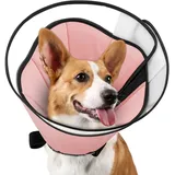 EvcgoX Halskrause Hund für Extra Große Hunde Leckschutz Hundekragen nach der Operation 360°Vision Weich Halskrause Hund mit PVC Schutzhülle Pink XL(40.5-53CM)