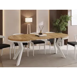 WFL GROUP Runder Ausziehtisch 90-190 x 77 cm braun