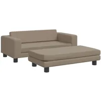 VidaXL Kindersofa mit Hocker Cappuccino-Braun 100x50x30 cm Kunstleder