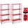 Relaxdays Schwerlastregal 4 Ebenen Metall 147,5x75,5x30,5 cm rot