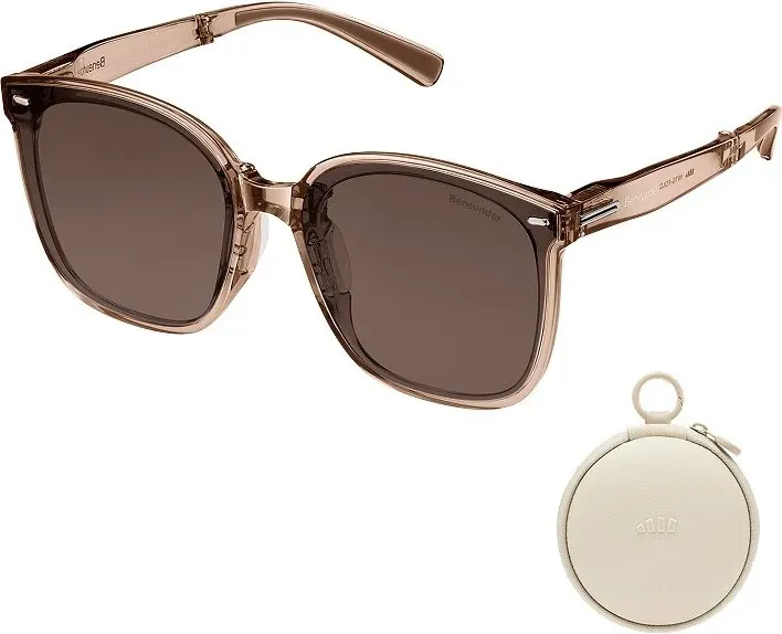 Beneunder FD421, übergroße faltbare Sonnenbrille, UV400 & blendfreie Gläser, leichter Rahmen in Blush für Autofahrten/Reisen, Tee-Braun