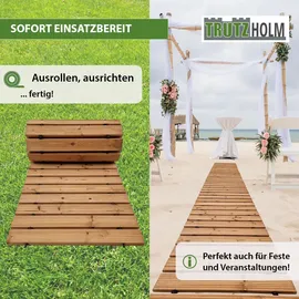 Baumarktplus Holzpfad ausrollbar 250x43x2 cm rustikales Tannenholz Anti-Rutsch Oberfläche wetterfester Holzweg