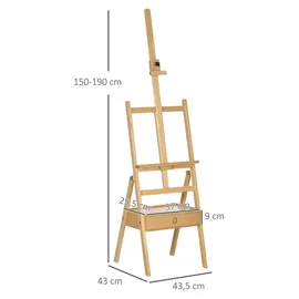 Vinsetto Staffelei 1 St. 43,5 x 43 x 150-190 cm beige