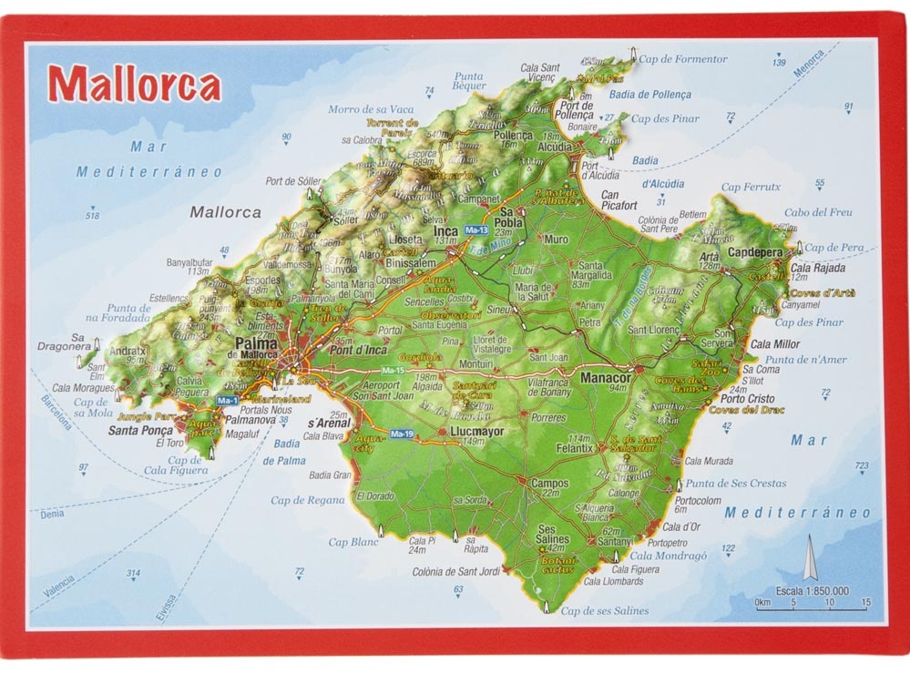 Georelief Reliefpostkarte Mallorca