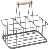 OEM KitchenCraft Living Nostalgia Metalldraht Milchflaschenkorb/Weinflaschenträger, Behälter Halter für 6 Glasmilchflaschen, 29 x 20 x 13 cm – Grau