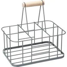 OEM KitchenCraft Living Nostalgia Metalldraht Milchflaschenkorb/Weinflaschenträger, Behälter Halter für 6 Glasmilchflaschen, 29 x 20 x 13 cm – Grau