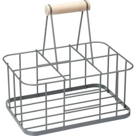 OEM KitchenCraft Living Nostalgia Metalldraht Milchflaschenkorb/Weinflaschenträger, Behälter Halter für 6 Glasmilchflaschen, 29 x 20 x 13 cm – Grau