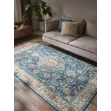 benuta Teppich Laury, rechteckig, Höhe: 5 mm, Teppich Wohnzimmer, Schlafzimmer, Esszimmer, Flur, Kunstfaser, Cozy blau 200 cm x 300 cm x 5 mm