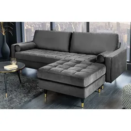 LEBENSwohnART Modernes 3er Sofa 220cm COMFORT grau Samt Federkern