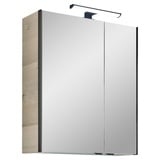 Vito Spiegelschrank ALOMI, Polar Pinie Dekor - B 60 cm - mit LED-Aufsatzleuchte