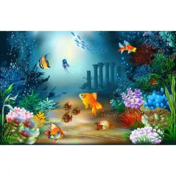 Fototapete PAPERMOON "FISCHE-OZEAN SEE MEER FISCH KORALLEN RIFF WANDBILD XXL", bunt, B:3,00m L:2,23m, Vlies, Tapeten