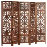 vidaXL 5-tlg. Raumteiler Handgeschnitzt Braun 200×165 cm Mangoholz
