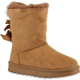 VAN HILL Damen Warm Gefütterte Winter Boots Stiefeletten Kunstfell Schuhe 839832, Farbe: Hellbraun, Größe: 37 - 37
