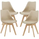 [en.casa] Stühle, Fläten 4er Set Kunstleder Beige