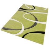 my home Teppich »Bilbao«, rechteckig, handgearbeiteter Konturenschnitt, flacher Teppich rund, Kurzflor 315960-2 grün 13 mm,