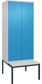 C+P PSA Doppel-Spind Classic PLUS, Bank, 2 Abteile, 2120x800x815mm, 7035/5012 Verschluss Zylinderschloss Sitzbanktyp untergebaut Material Sitzfläche Kunststoff